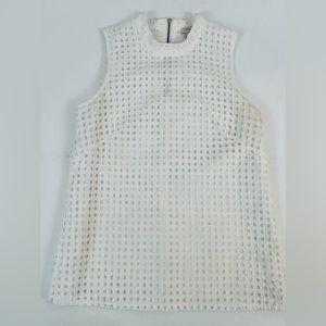 J. Crew White Eyelet Crew Nexk Sleeveless Lined Tank Size 0 (Small)